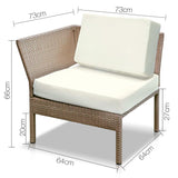 Gardeon 6 Piece Outdoor Wicker Sofa Set - Brown