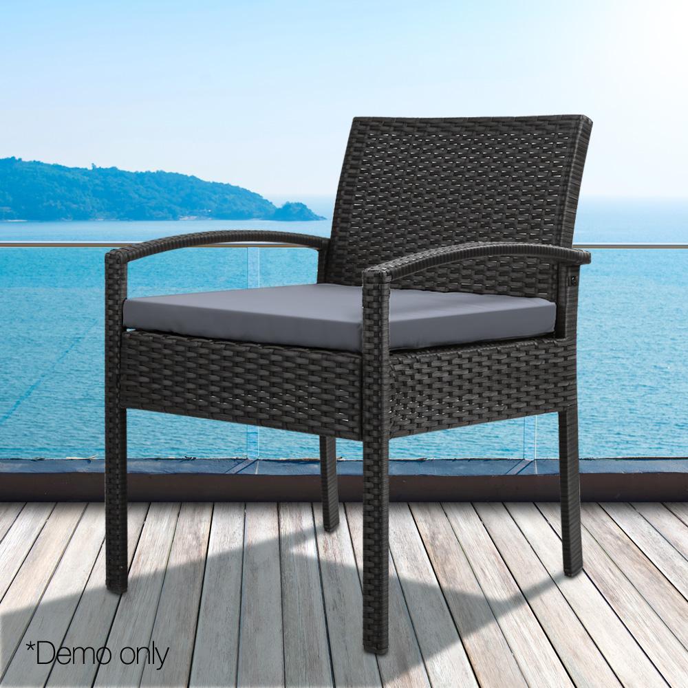Gardeon Outdoor Furniture Bistro Wicker Chair Black