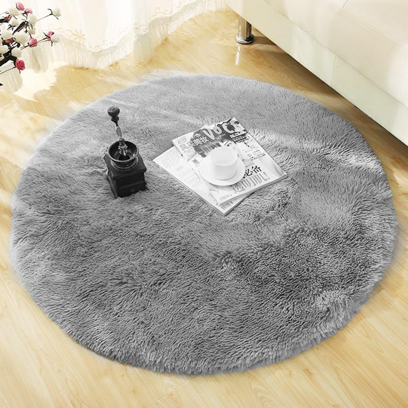 Long Plush Faux Fur Fluffy Round Rug for Living Room/ Decor/  Kids Room