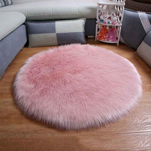 Soft Artificial Sheepskin Round Rug - Warm Chair Cover