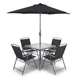 Gardeon 6 Piece Square Outdoor Dining Set - Black